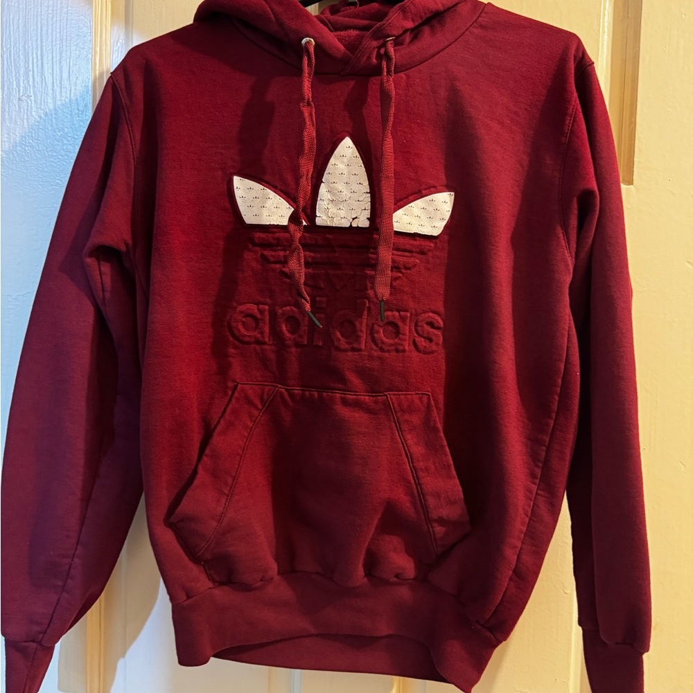 Adidas Burgundy Hoodie Sweater